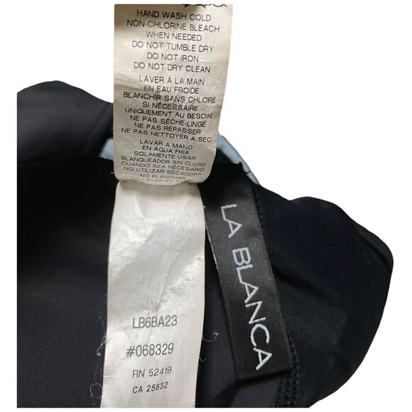 La Blanca Black Plunge Control Cross Strappy Back Maillot Swimsuit Size 14 - Picture 9 of 10